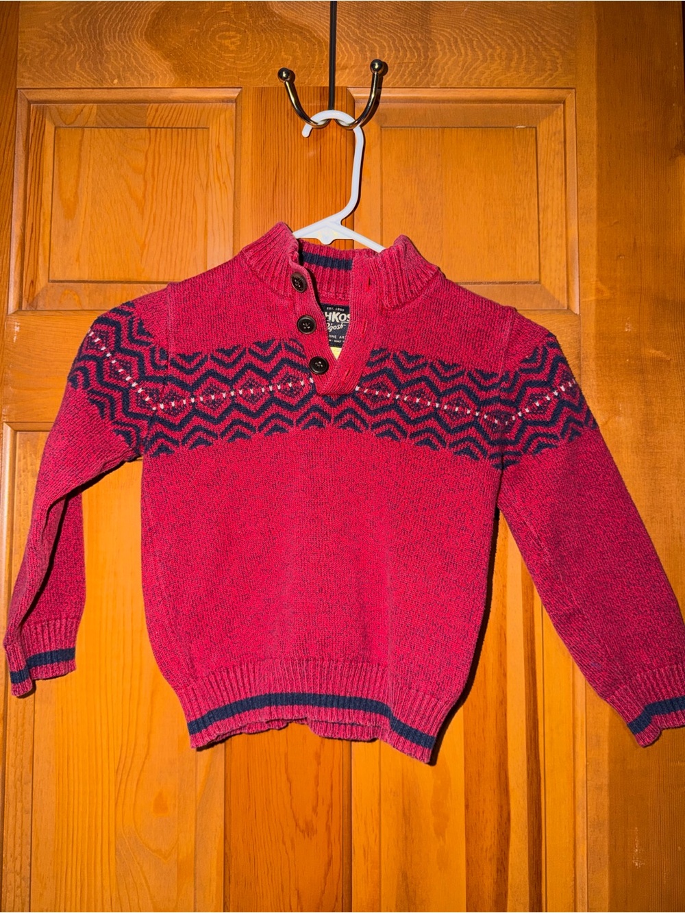 OshKosh B'gosh Red Sweater with Navy Fair Isle Yoke